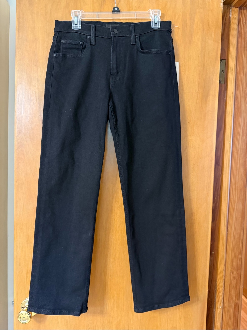MOTHER Women’s Relaxed Straight Black The Newbie Hover Jeans in Nighty Night